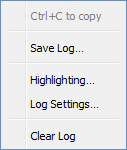 Context menu in logs