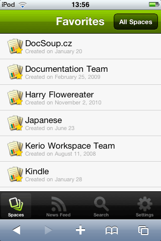 Mobile client for Kerio Workspace
