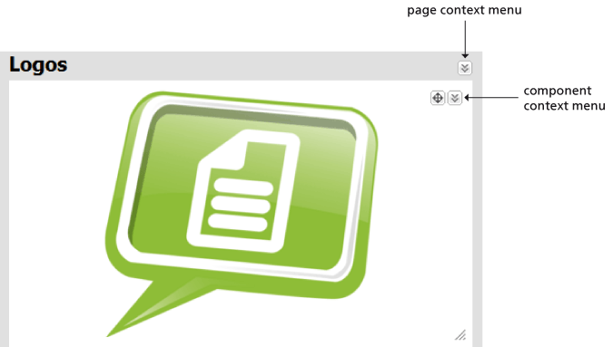 Icons for page and component context menus
