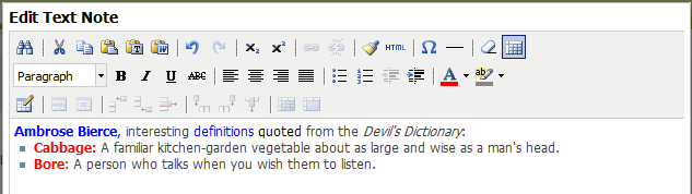 Editing text in the format editor