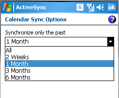 ActiveSync — calendar synchronization settings