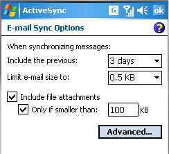 ActiveSync — email synchronization settings