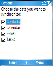 ActiveSync — folder synchronization settings