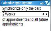 Folder synchronization settings — calendar