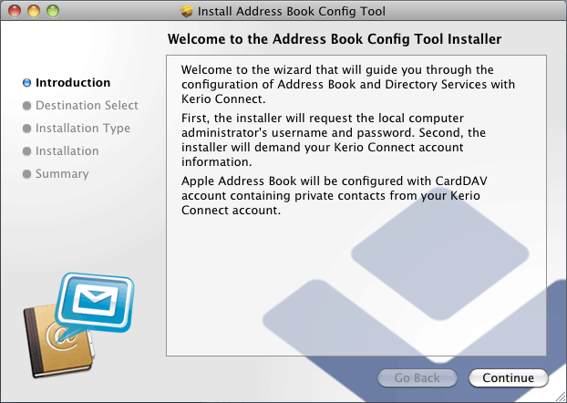 Starting the Auto-configure Address Book tool