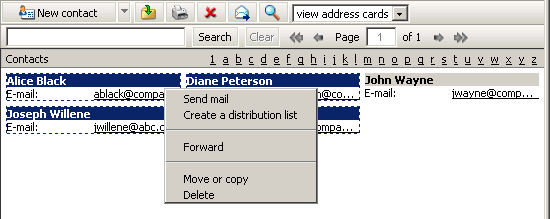 Creating distribution lists by selecting contacts from the list