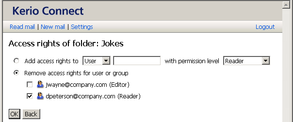 Removing access rights for a folder