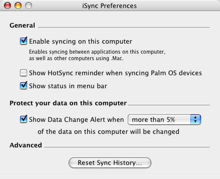 iSync Preferences