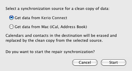 Kerio Sync Connector — recovery of synchronized data