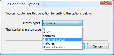 Rule Condition Options