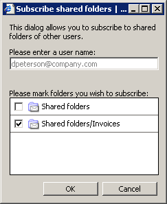 Folder Subscription Dialog