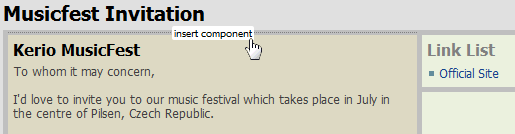 Insert component options